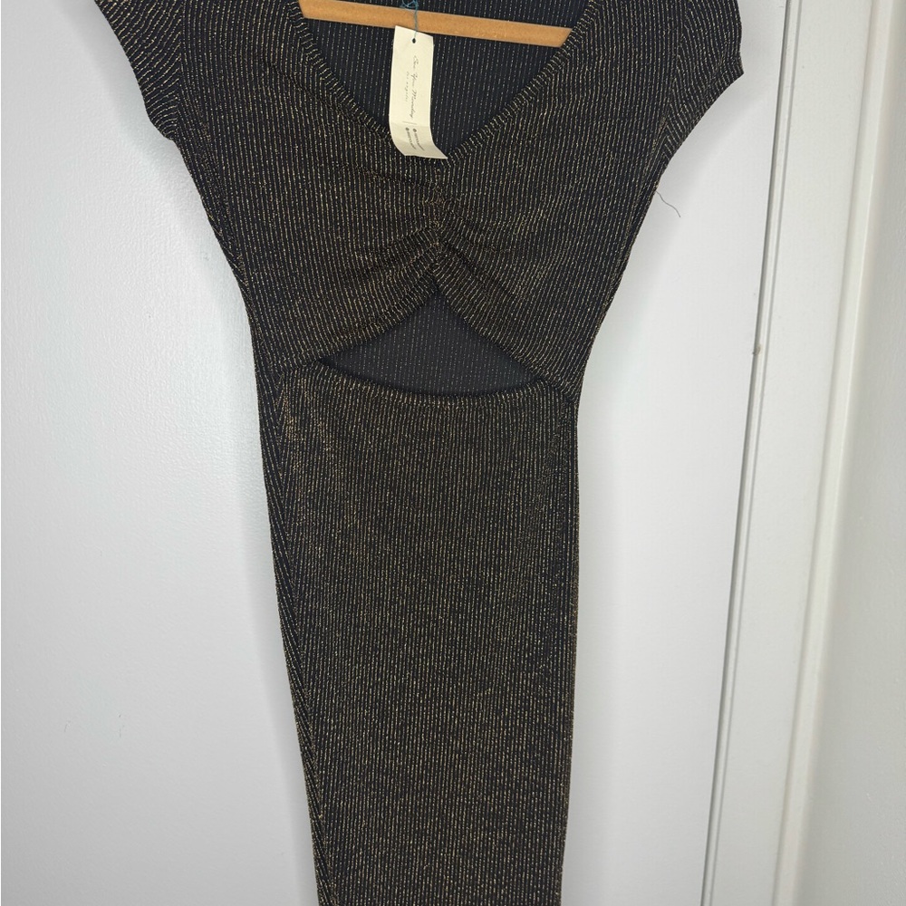 NWT See You Monday Elegant Gold and Black Cut Out Dress